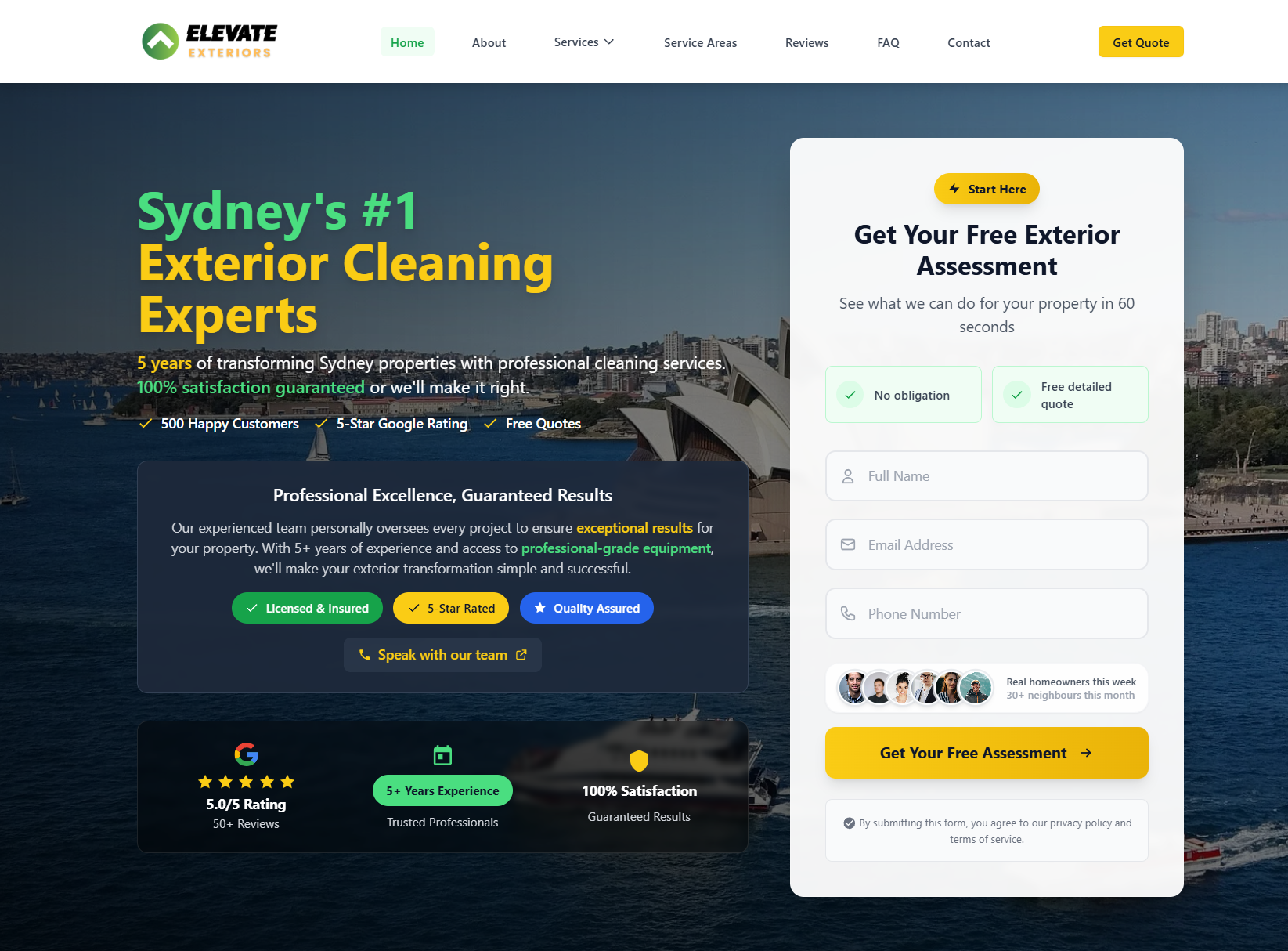 Elevate Exteriors website